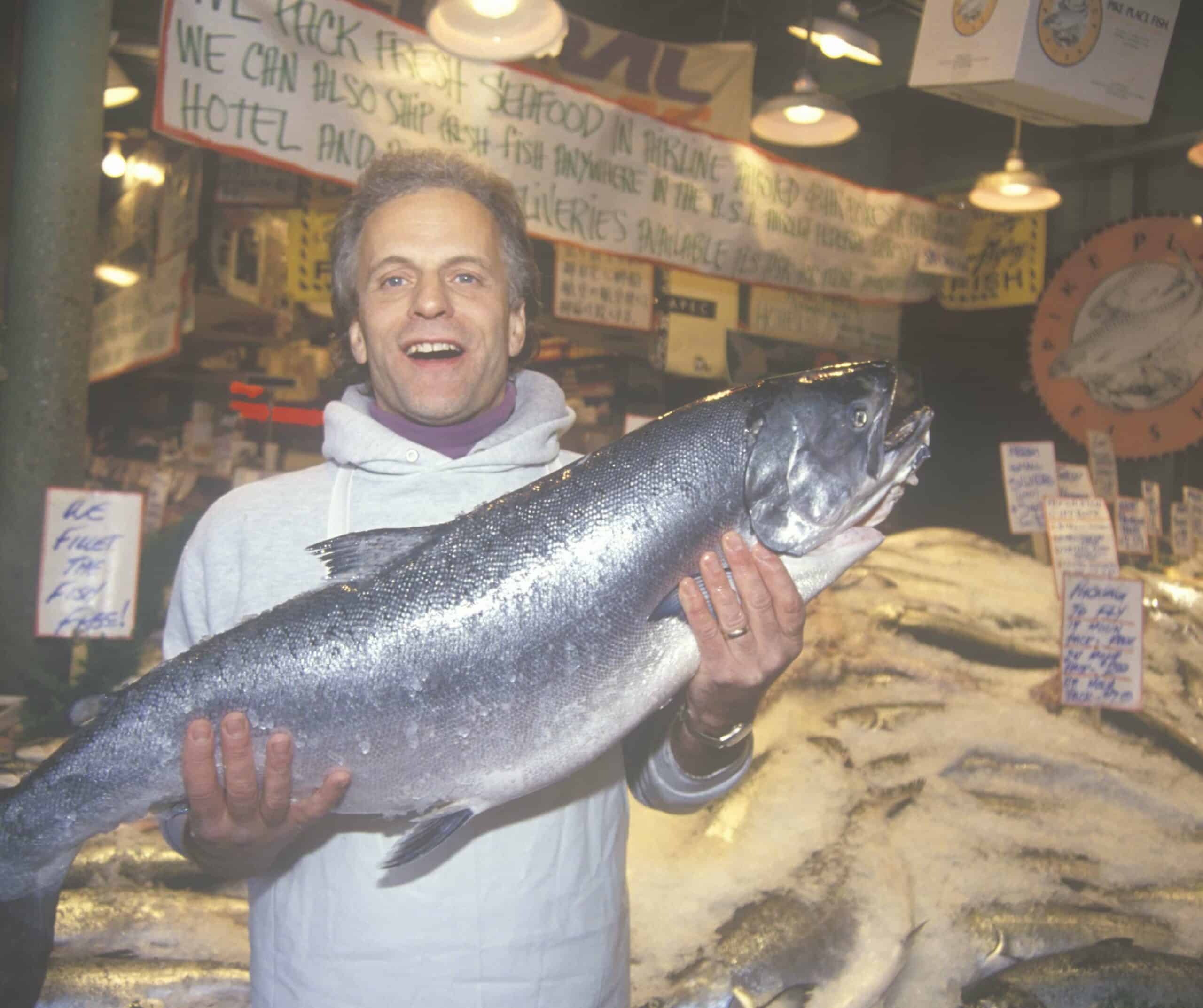 a man holding a giant fish